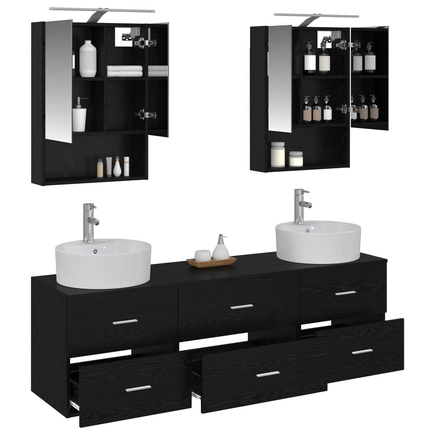 vidaXL Bathroom Furniture Set 5 pcs Black Oak