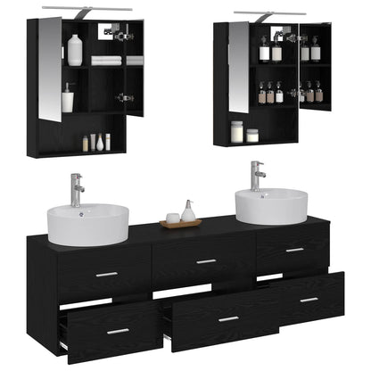 vidaXL Bathroom Furniture Set 5 pcs Black Oak