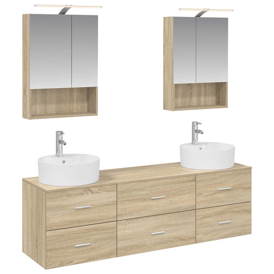 vidaXL Bathroom Furniture Set 5 pcs Sonoma Oak