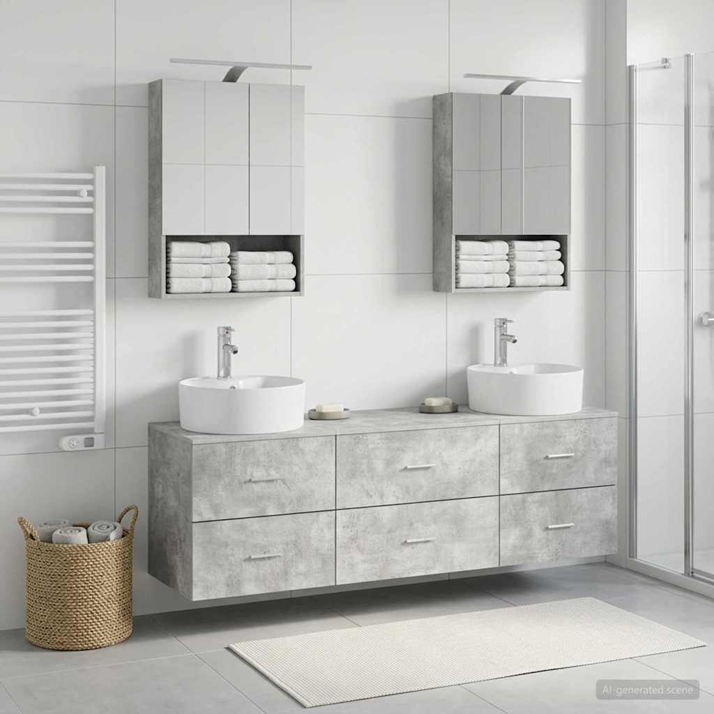 vidaXL Bathroom Furniture Set 5 pcs Concrete Grey