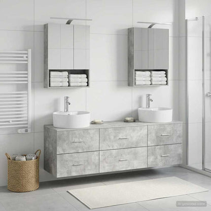 vidaXL Bathroom Furniture Set 5 pcs Concrete Grey