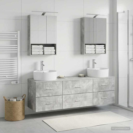 vidaXL Bathroom Furniture Set 5 pcs Concrete Grey