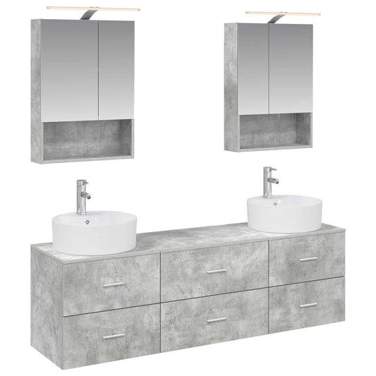 vidaXL Bathroom Furniture Set 5 pcs Concrete Grey