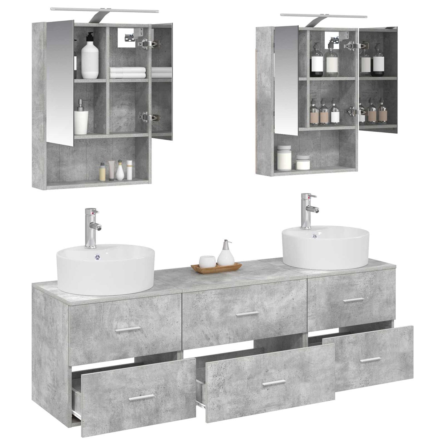 vidaXL Bathroom Furniture Set 5 pcs Concrete Grey