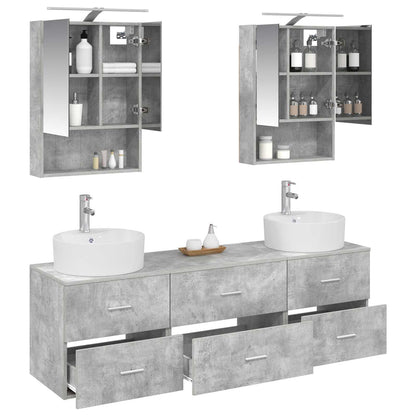 vidaXL Bathroom Furniture Set 5 pcs Concrete Grey