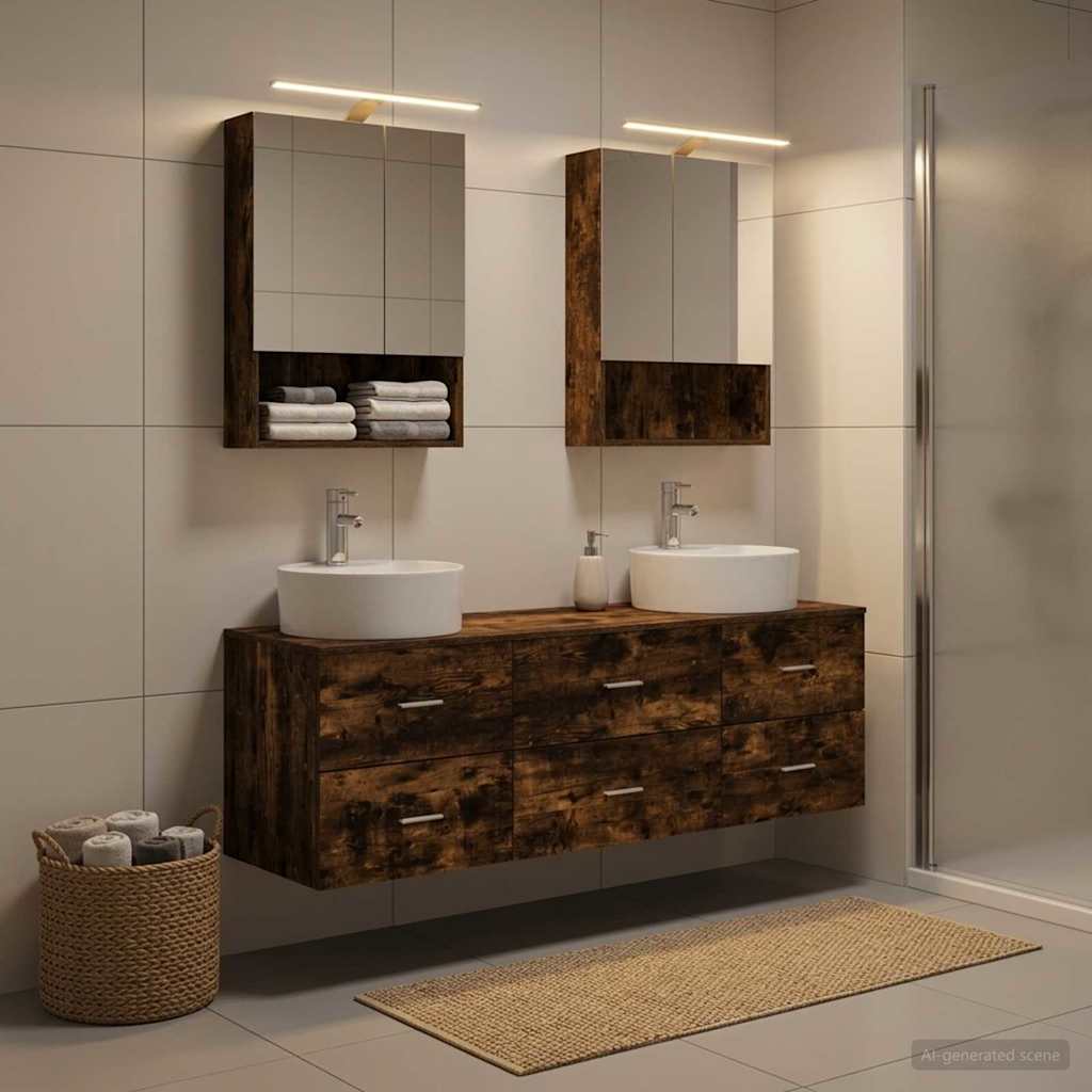 vidaXL Bathroom Furniture Set 5 pcs Smoked Oak