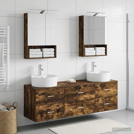 vidaXL Bathroom Furniture Set 5 pcs Smoked Oak