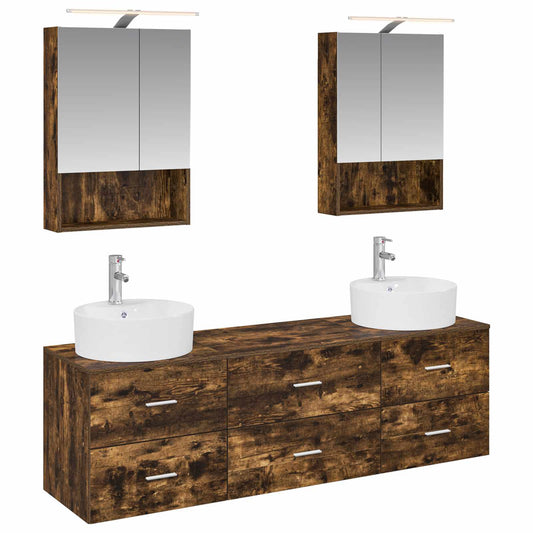 vidaXL Bathroom Furniture Set 5 pcs Smoked Oak
