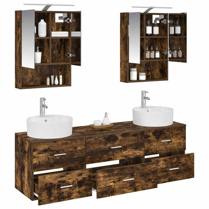 vidaXL Bathroom Furniture Set 5 pcs Smoked Oak