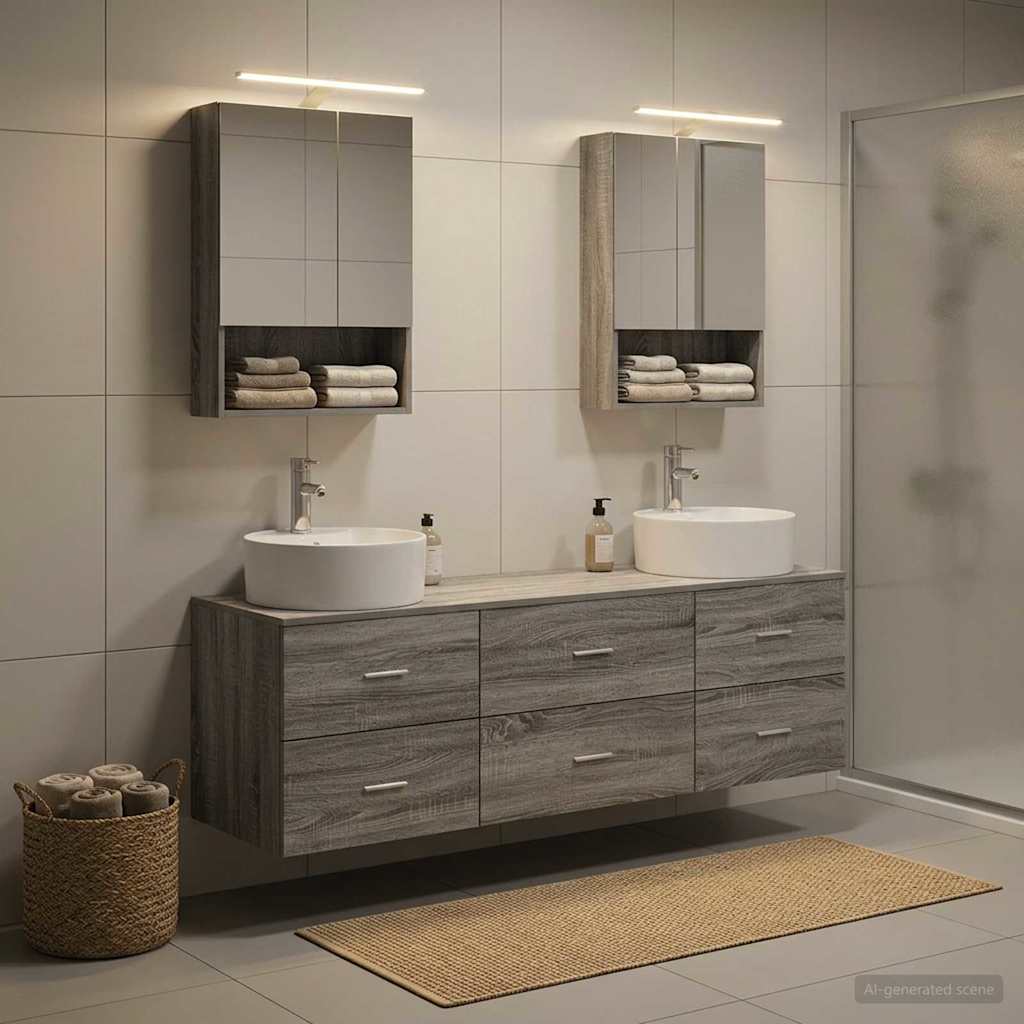 vidaXL Bathroom Furniture Set 5 pcs Grey Sonoma
