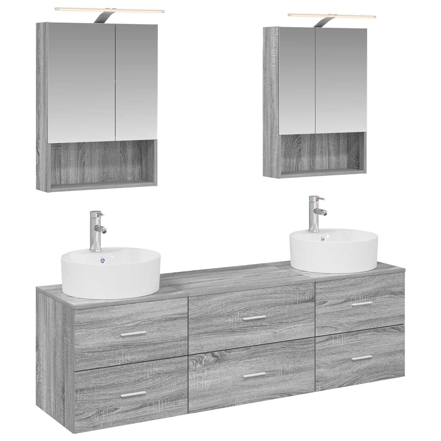 vidaXL Bathroom Furniture Set 5 pcs Grey Sonoma