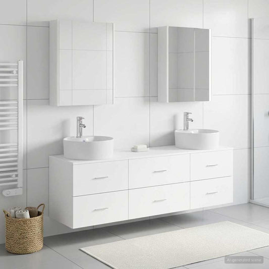 vidaXL Bathroom Furniture Set 5 pcs White Engineered Wood and Glass
