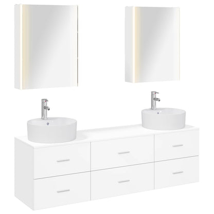 vidaXL Bathroom Furniture Set 5 pcs White Engineered Wood and Glass