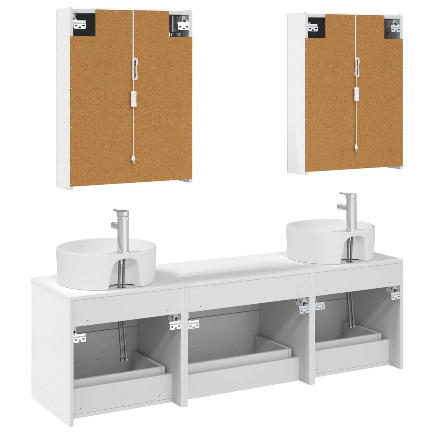 vidaXL Bathroom Furniture Set 5 pcs White Engineered Wood and Glass