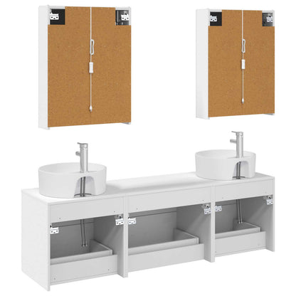 vidaXL Bathroom Furniture Set 5 pcs White Engineered Wood and Glass