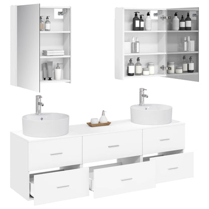 vidaXL Bathroom Furniture Set 5 pcs White Engineered Wood and Glass