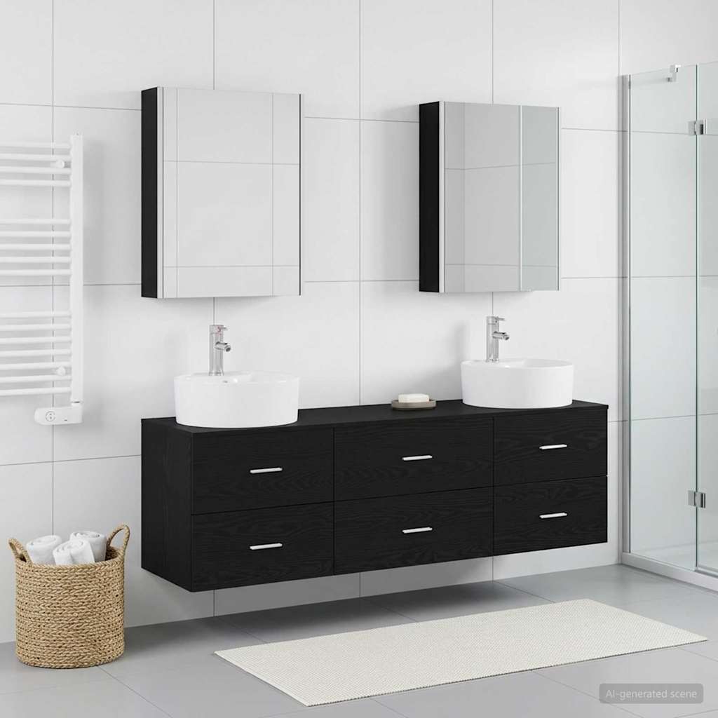 vidaXL Bathroom Furniture Set 5 pcs Black Oak