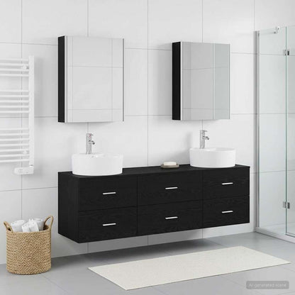 vidaXL Bathroom Furniture Set 5 pcs Black Oak