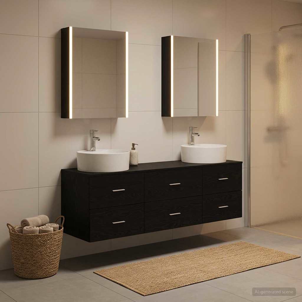 vidaXL Bathroom Furniture Set 5 pcs Black Oak