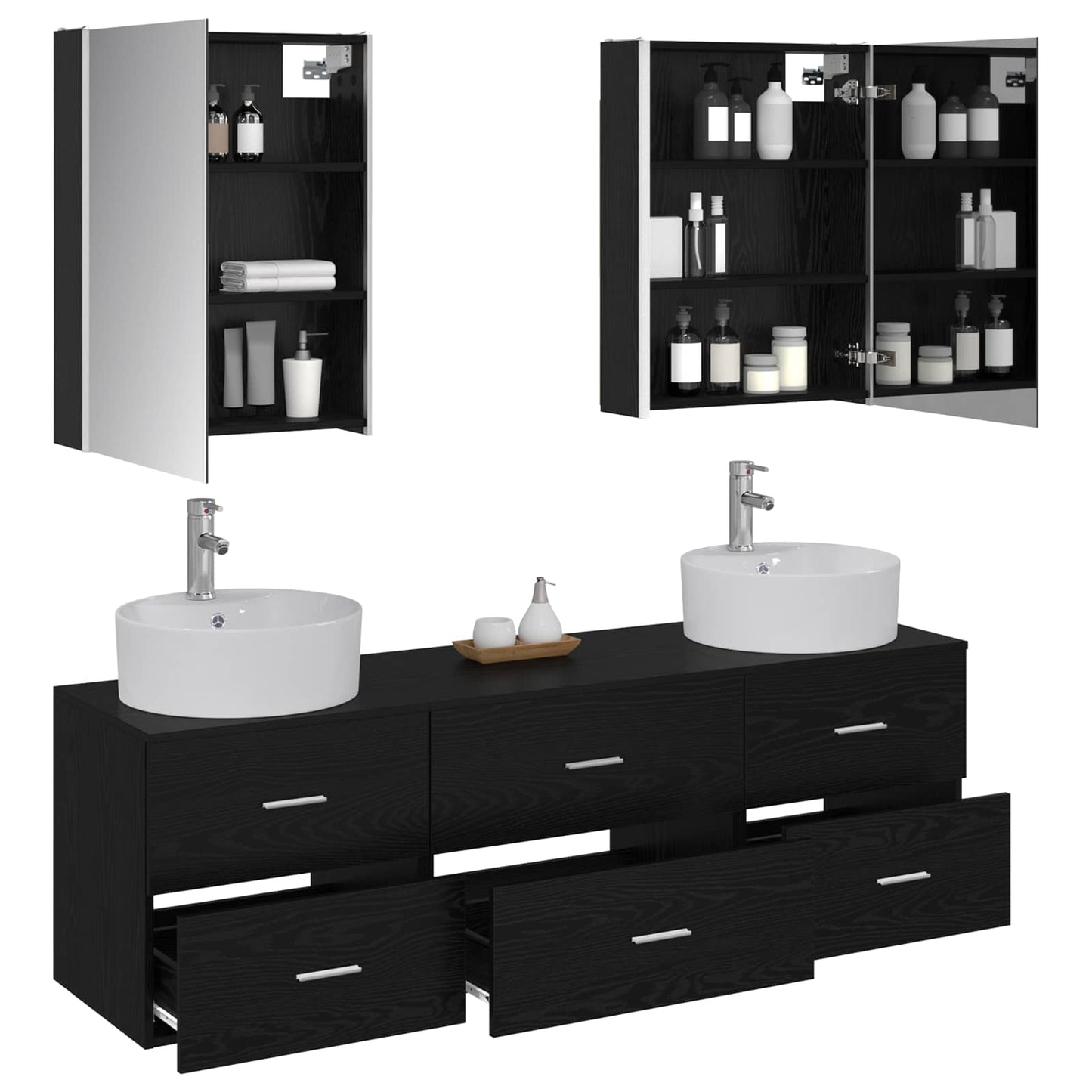 vidaXL Bathroom Furniture Set 5 pcs Black Oak