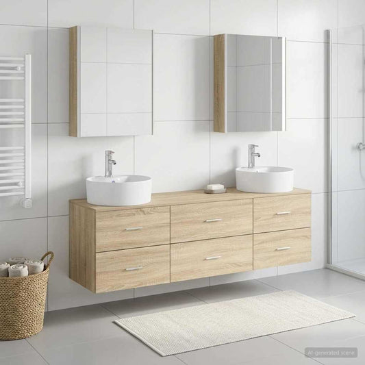 vidaXL Bathroom Furniture Set 5 pcs Sonoma Oak
