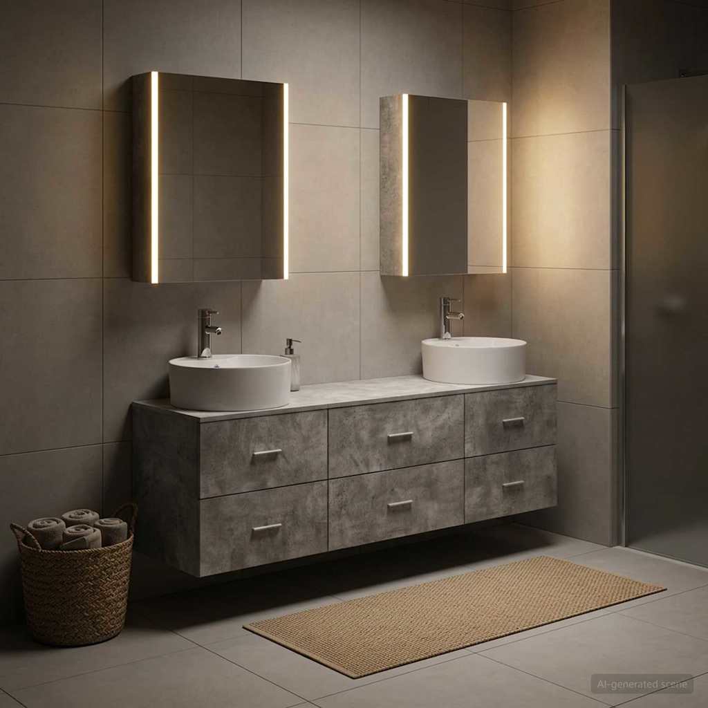 vidaXL Bathroom Furniture Set 5 pcs Concrete Grey