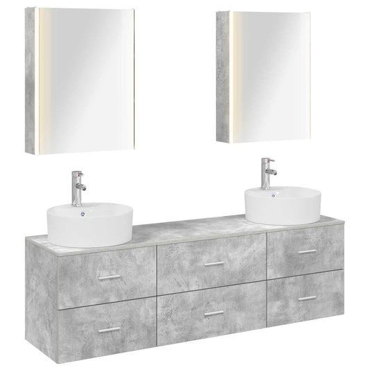 vidaXL Bathroom Furniture Set 5 pcs Concrete Grey