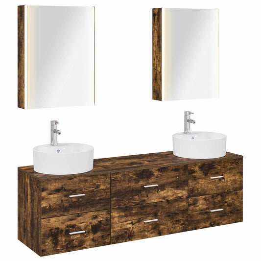 vidaXL Bathroom Furniture Set 5 pcs Smoked Oak