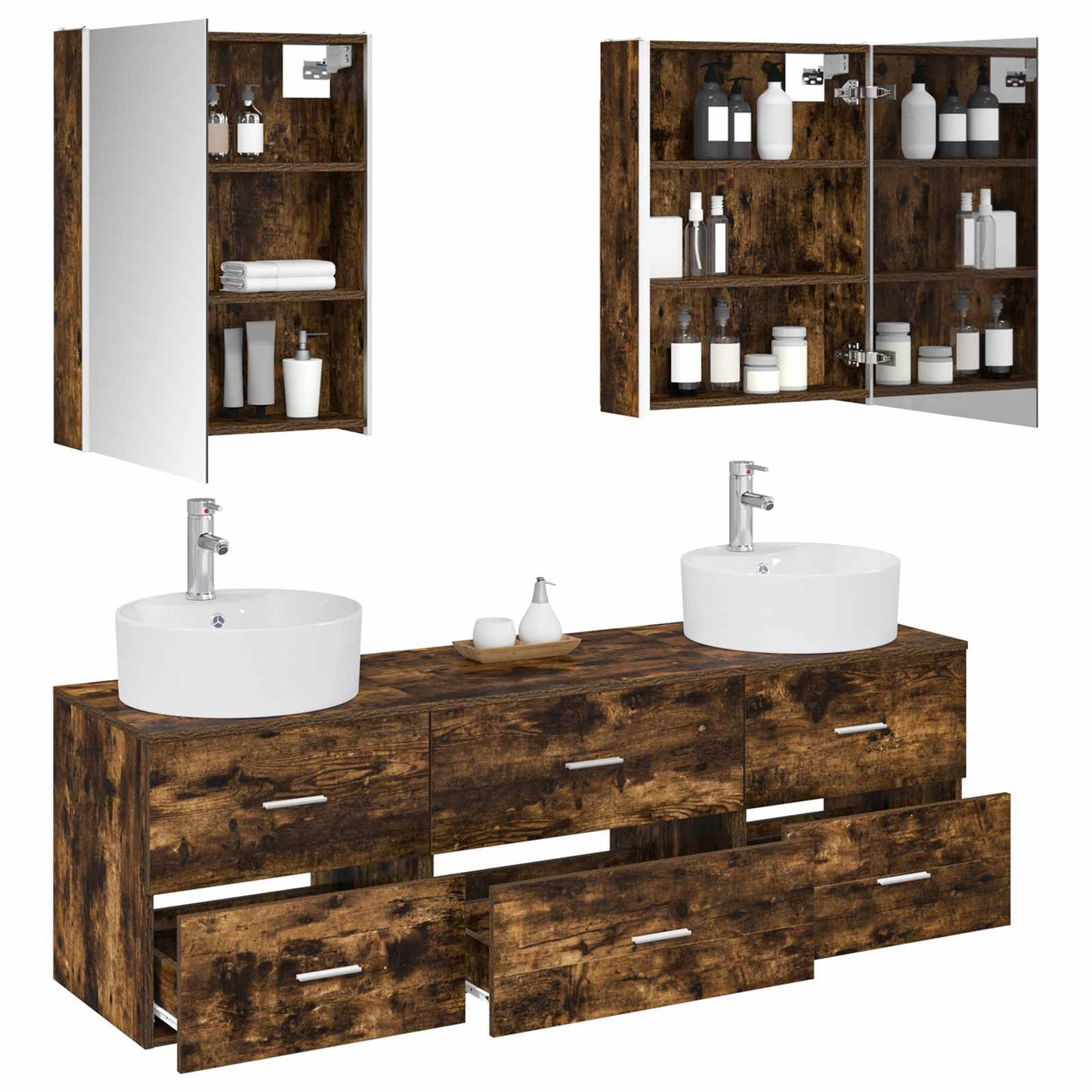 vidaXL Bathroom Furniture Set 5 pcs Smoked Oak