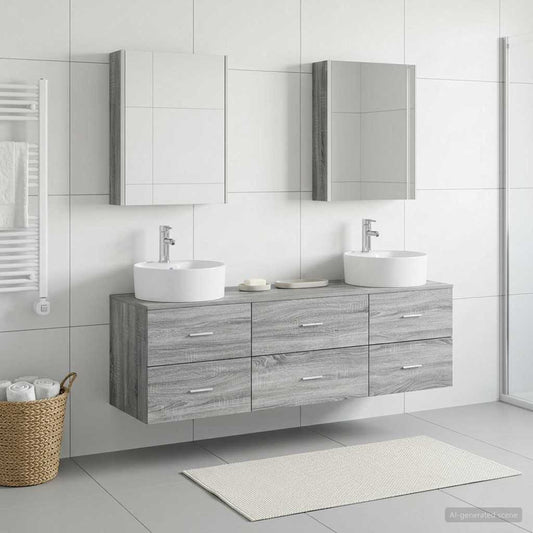 vidaXL Bathroom Furniture Set 5 pcs Grey Sonoma