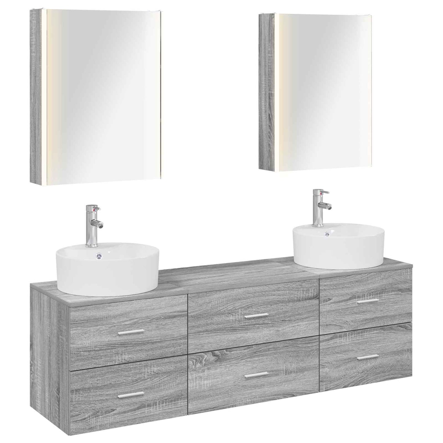 vidaXL Bathroom Furniture Set 5 pcs Grey Sonoma