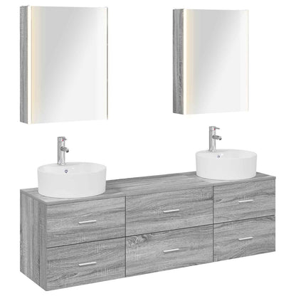 vidaXL Bathroom Furniture Set 5 pcs Grey Sonoma