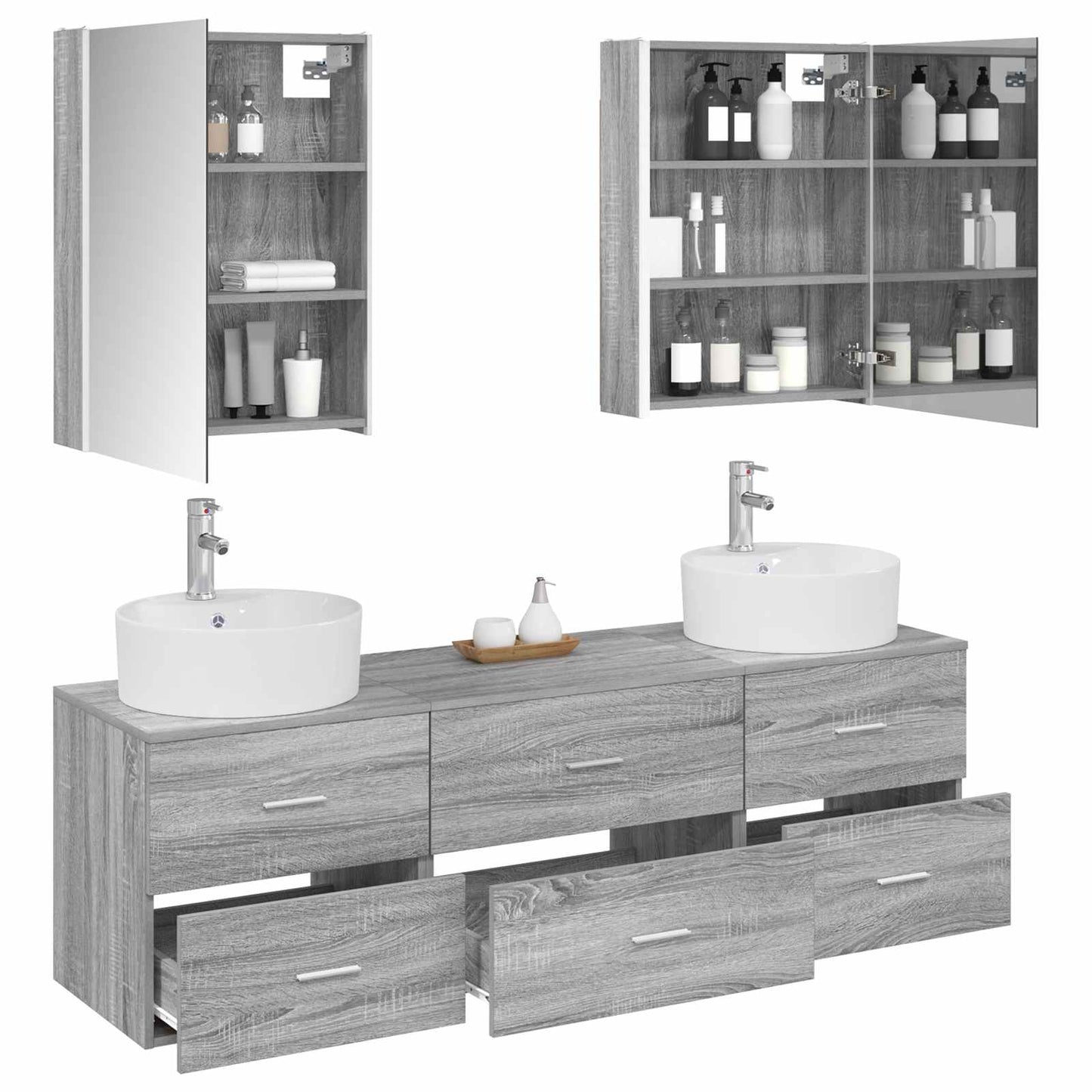 vidaXL Bathroom Furniture Set 5 pcs Grey Sonoma