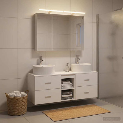 vidaXL Bathroom Furniture Set 4 pcs White Engineered Wood and Glass