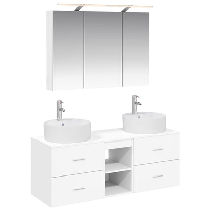 vidaXL Bathroom Furniture Set 4 pcs White Engineered Wood and Glass