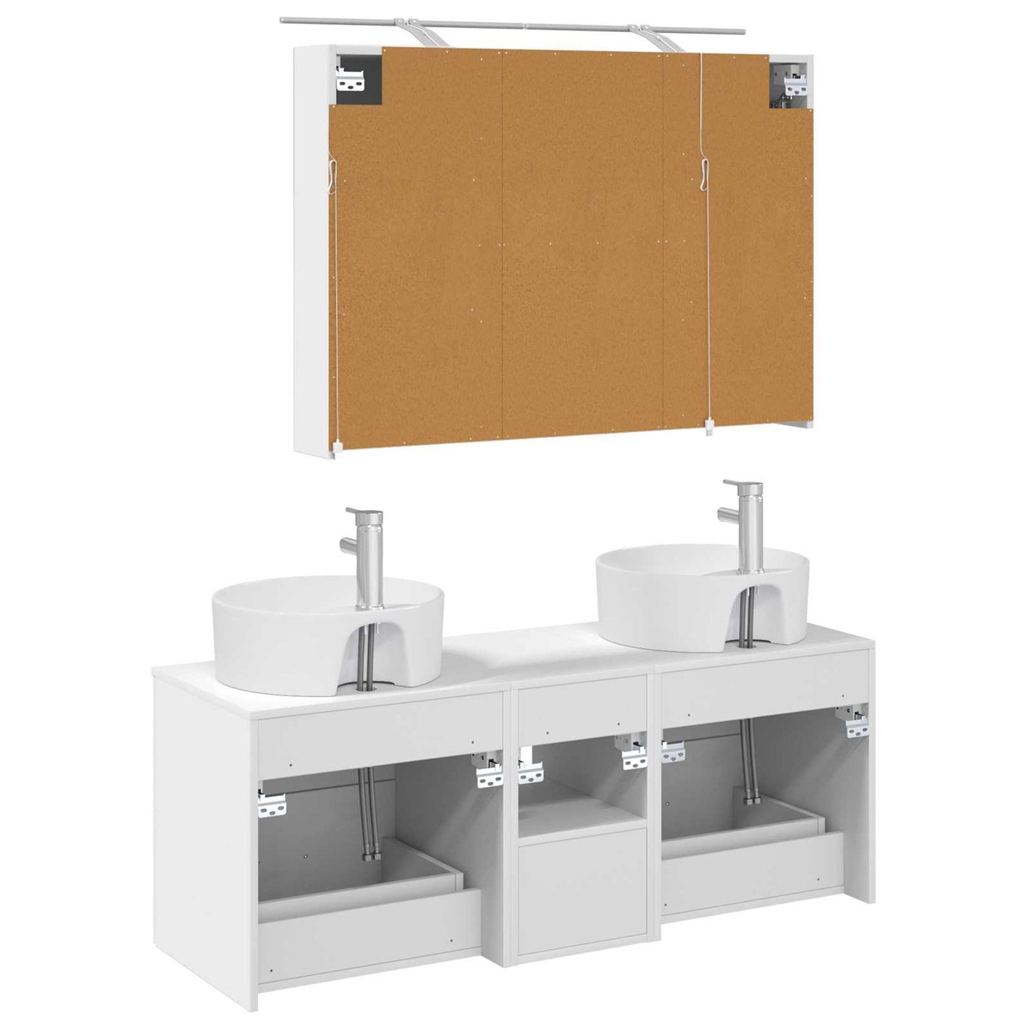vidaXL Bathroom Furniture Set 4 pcs White Engineered Wood and Glass