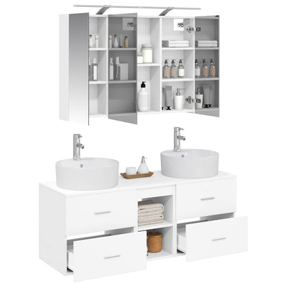 vidaXL Bathroom Furniture Set 4 pcs White Engineered Wood and Glass