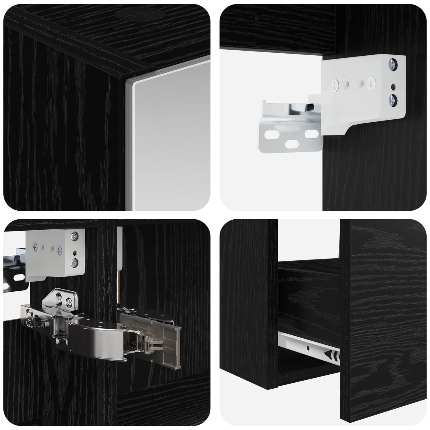 vidaXL Bathroom Furniture Set 4 pcs Black Oak