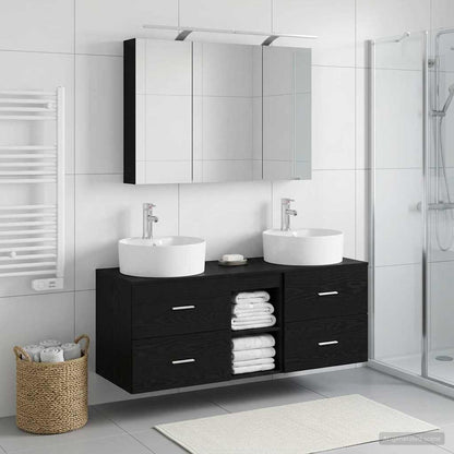 vidaXL Bathroom Furniture Set 4 pcs Black Oak