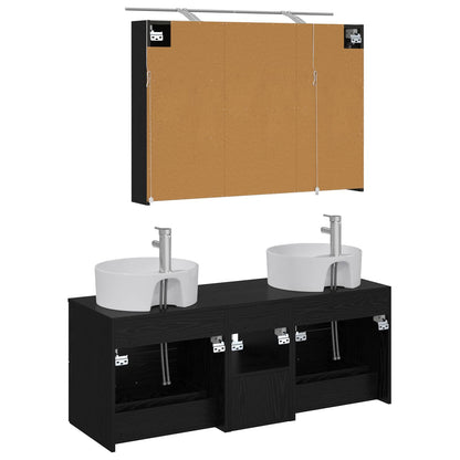 vidaXL Bathroom Furniture Set 4 pcs Black Oak