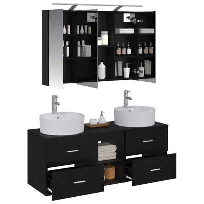 vidaXL Bathroom Furniture Set 4 pcs Black Oak