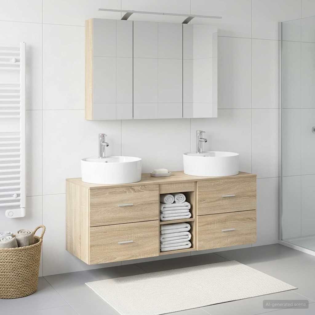 vidaXL Bathroom Furniture Set 4 pcs Sonoma Oak