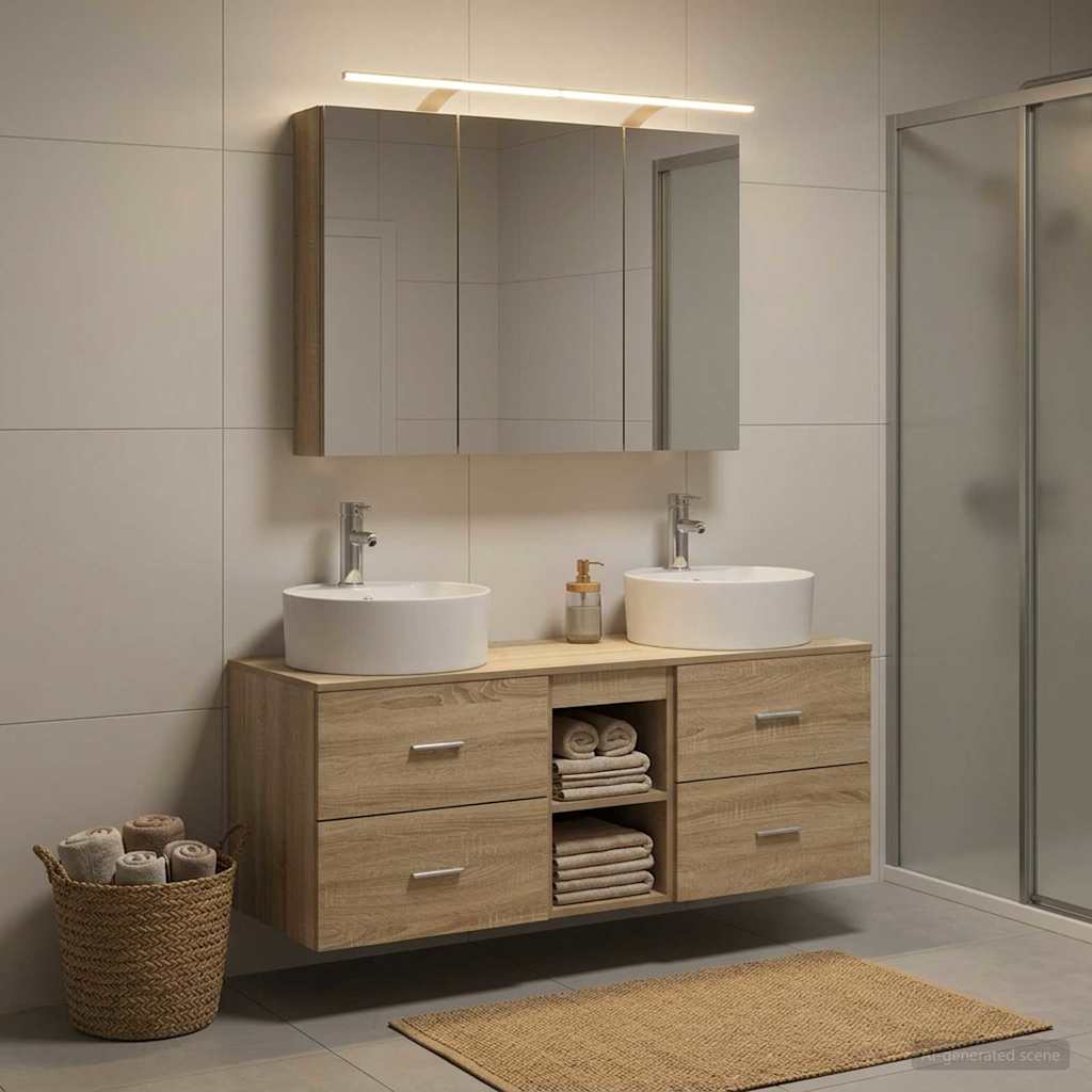 vidaXL Bathroom Furniture Set 4 pcs Sonoma Oak