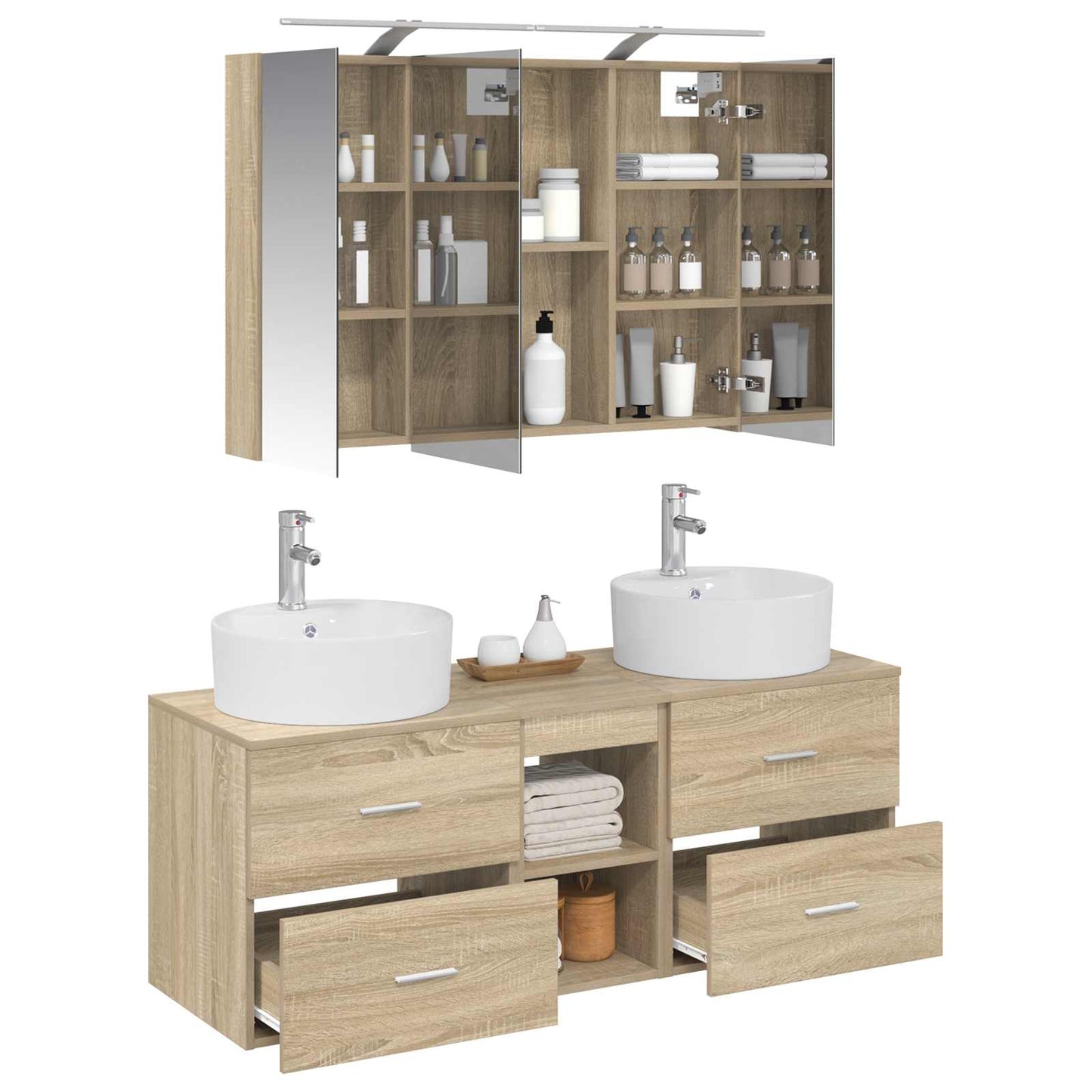 vidaXL Bathroom Furniture Set 4 pcs Sonoma Oak