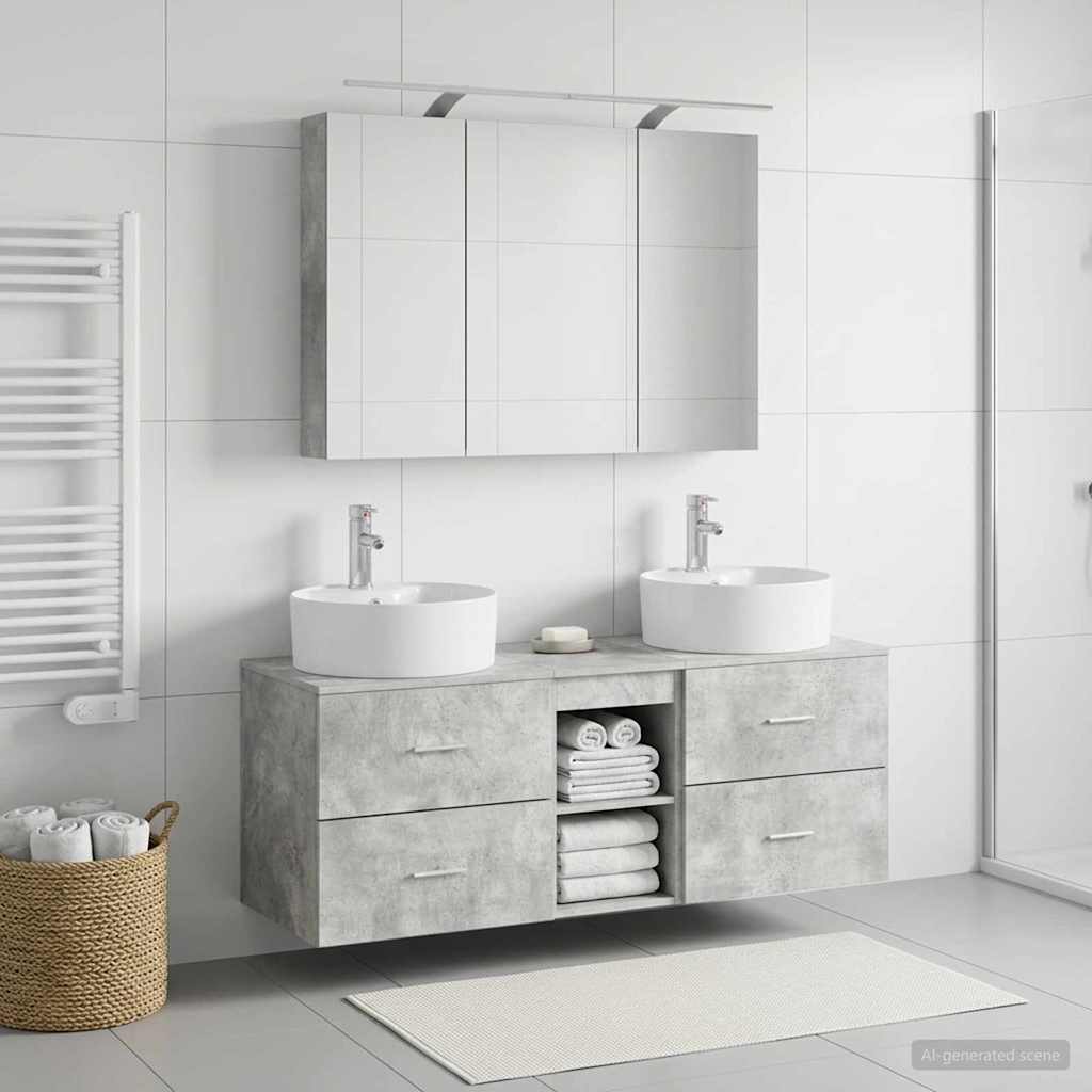 vidaXL Bathroom Furniture Set 4 pcs Concrete Grey