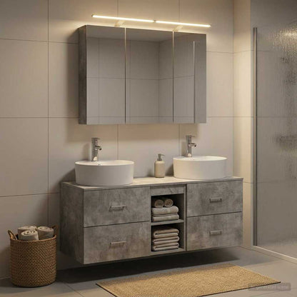 vidaXL Bathroom Furniture Set 4 pcs Concrete Grey