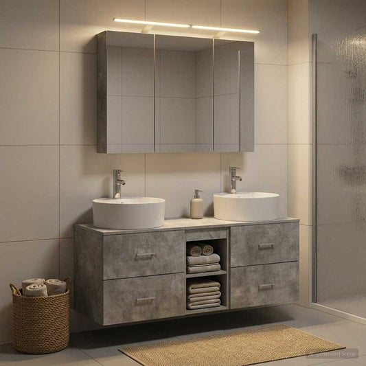 vidaXL Bathroom Furniture Set 4 pcs Concrete Grey