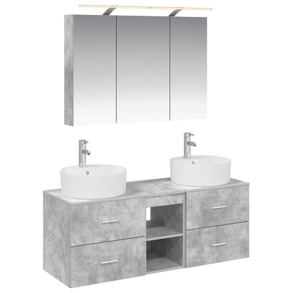 vidaXL Bathroom Furniture Set 4 pcs Concrete Grey
