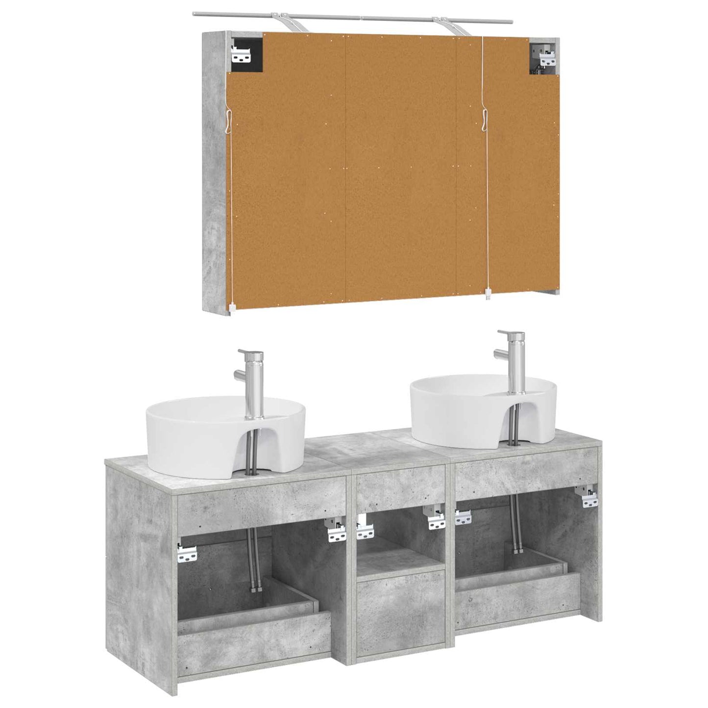 vidaXL Bathroom Furniture Set 4 pcs Concrete Grey