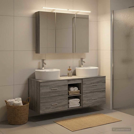 vidaXL Bathroom Furniture Set 4 pcs Grey Sonoma